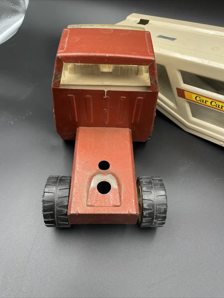 Tonka 1:16 Car Carrier Hauler Auto Transporter Pressed Steel XR-101 Tire Vintage - Image 4 of 4