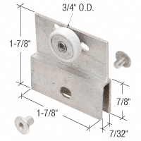 Roulement à billes nylon chromé 3/4" porte de douche bord plat assemblage rouleau aluminium - - Photo 2 sur 6