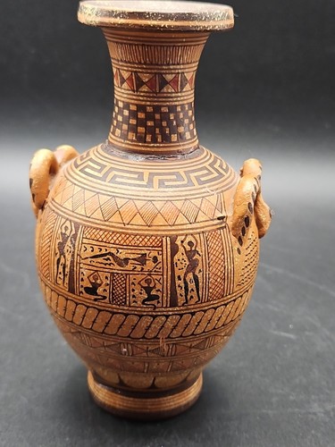 Geometric Funeral Greek Amphora Dipylon Cemetery Replica 5 Inch W Repairs - Picture 3 of 21