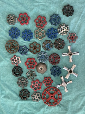 #ad 33 VINTAGE WATER FAUCET VALVES HANDLE STEAMPUNK INDUSTRIAL ARTS CRAFTS $34.00