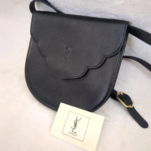 YVES SAINT LAURENT Shoulder bag YSL embossed logo Vintage Authentic From Japan