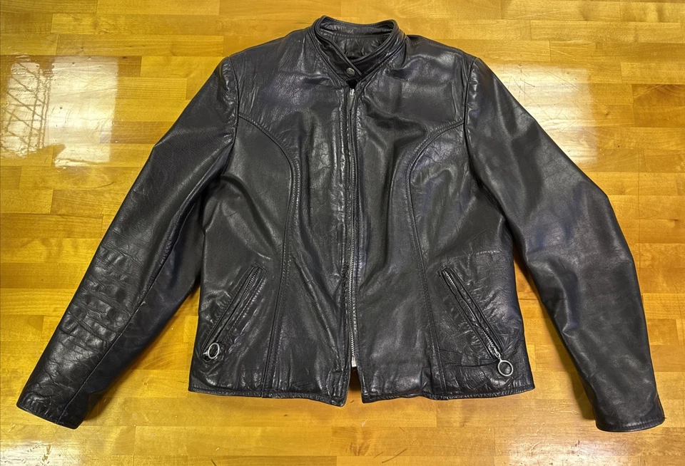 Chaqueta deportiva de cuero Brooks vintage de los 80 para mujer talla 40 negra en muy buena condición Foto 2 de 4