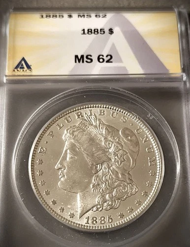 1885 MORGAN SILVER DOLLAR ** ANACS MS 62 **  PROBLEM FREE COIN  (7638)