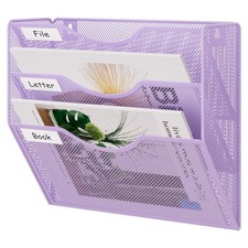 3 Pocket Mesh Wall File Organizer, Hanging Paper Folder Holder with Classify ...