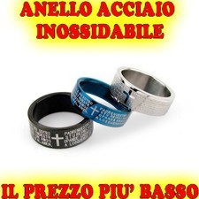 preghiera NOSTRO PADRE ANELLO religione fascia ACCIAIO UOMO DONNA prayer ring ly