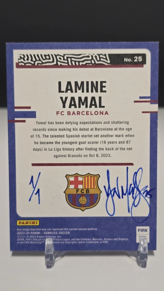 1/1 Ian McKesson Art Card LAMINE YAMAL 2023 DONRUSS FIFA THE ROOKIES SOCCER RC - Image 2 of 2