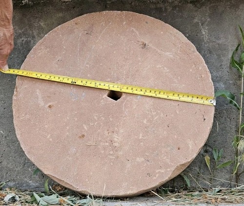 17" × 2" with 1" hole Vintage Milestone Sandstone Grinding Wheel Amazing shape.