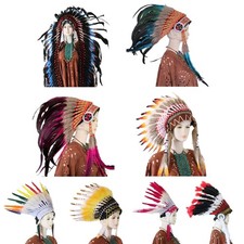Indian Style Headbands Halloween Hair Hoop Feather Headbands for Women Girls