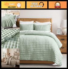 Soft Cloud Quilt Set King Size, 3-Piece Bedding Set, Mist Sage, 104x90 inches