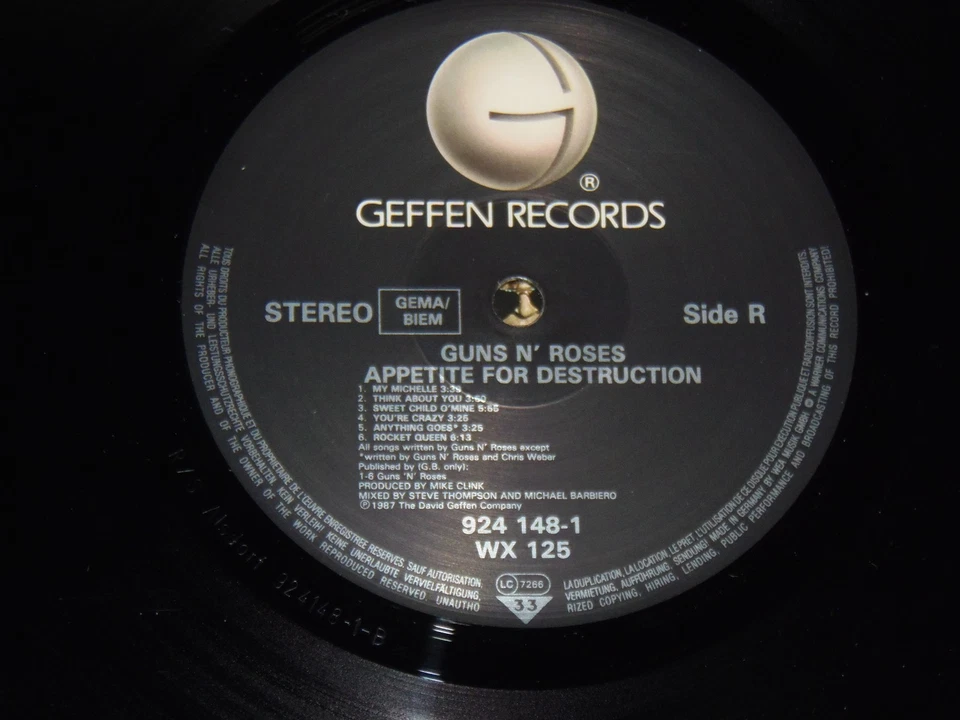 Guns N` Roses - Appetite for destruction - 12" Vinyl first press 1987 924 148-1 - Bild 4 von 4