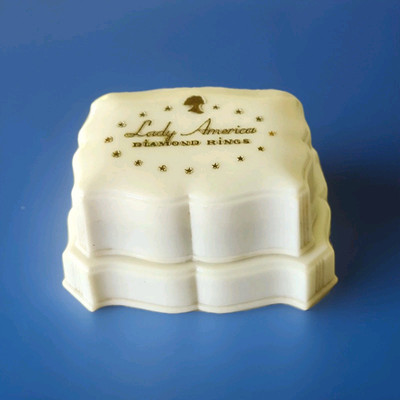 Vintage LADY AMERICA Diamond Rings PRESENTATION BOX Mid-Century Ring Box