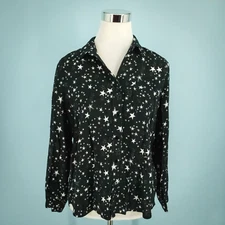 Rails Size Medium M Black Noemi Galaxy Star Print Button Front Top Blouse