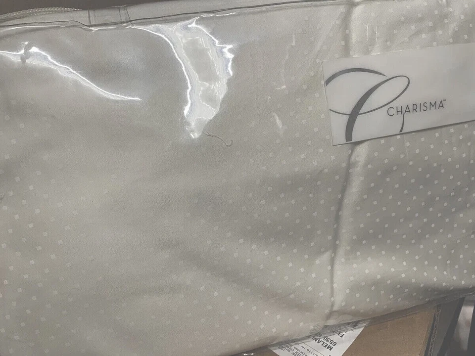 Charisma Lexington Square Polka Dot Bedskirt 100% Cotton 400 TC Ivory - Cal King - Image 3 of 3