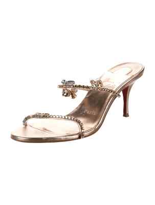 CHRISTIAN LOUBOUTIN Gold Just Queen 70 Leather Sandals Size 7 IT