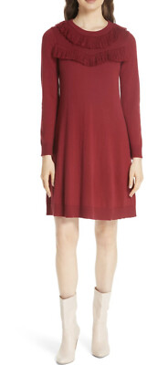 NWT Women's Kate Spade New York Russet Red Fringe A-Line Sweater Dress Sz  XL | eBay