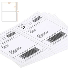 100-1000 Rounded 8.5"x5.5" Shipping Labels Half Sheet Self Adhesive 2 Per Sheet