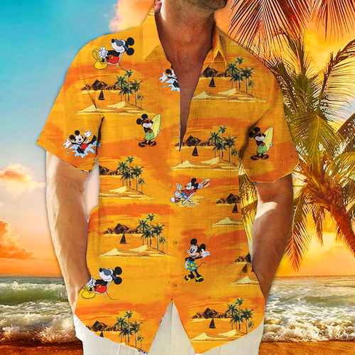Disney hawaiian shirt, mickey blue summer , aloha shirt, dad's gift - 第 1/5 張圖片