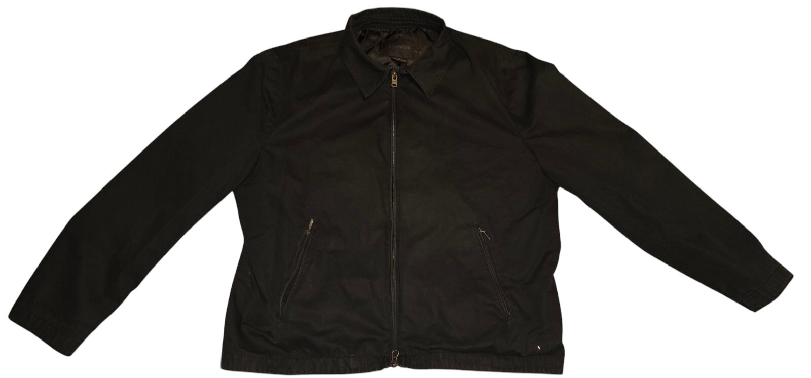 Men's Express Solid Zip Bomber Jacket, Size XL Bl… - image 4