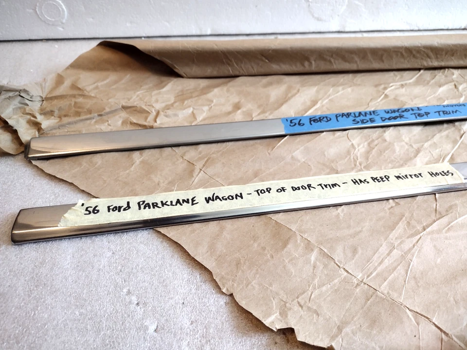 1956 Ford Parklane Station Wagon Door Top Trim Molding Chrome Vintage OEM Foto 3 de 4