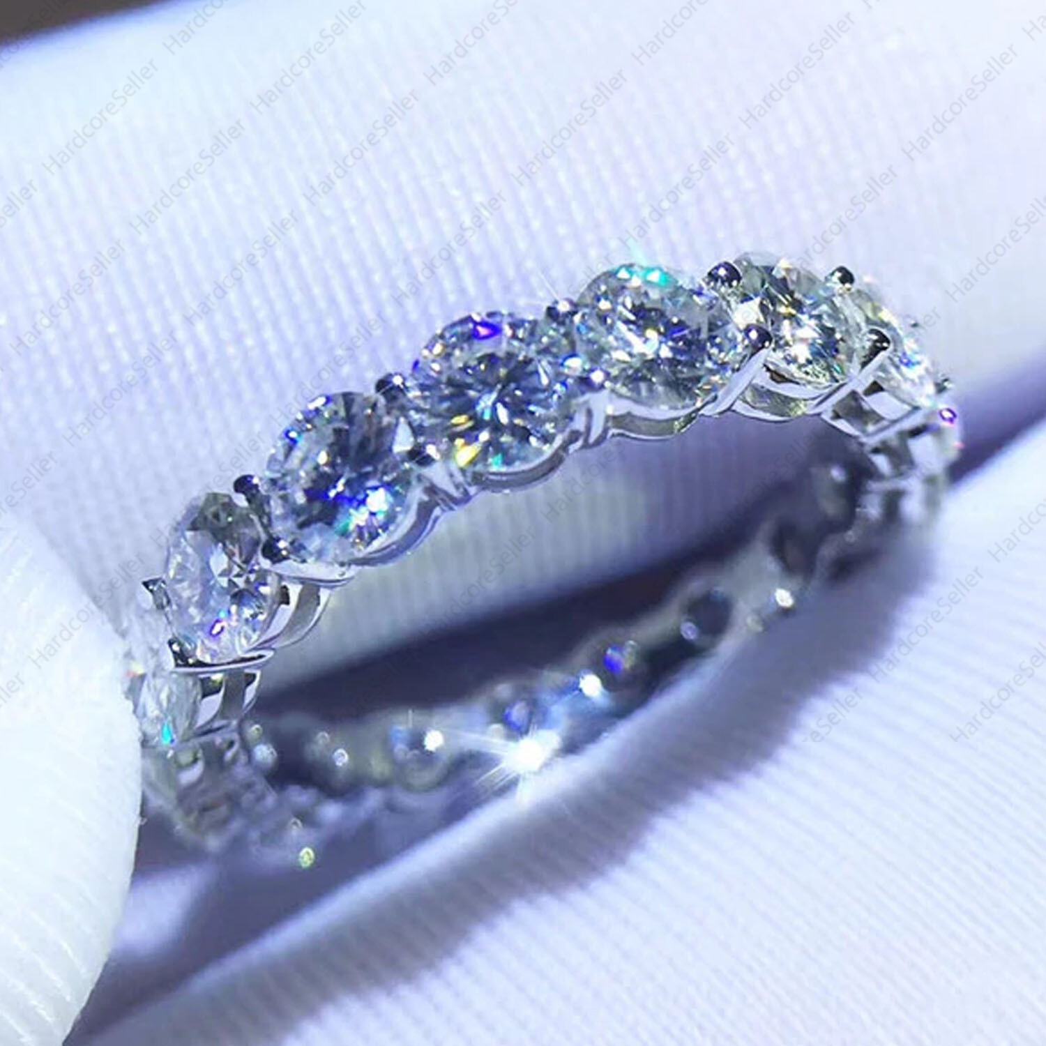 Image 1 - 4.00 TCW Round DEF VVS1 Moissanite Eternity Engagement Ring 14k White Gold Over 