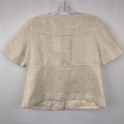 NWOT BB Dakota Metallic Gold Cropped Short Sleeve Jacket in Cream Sz. M - Picture 4 of 6