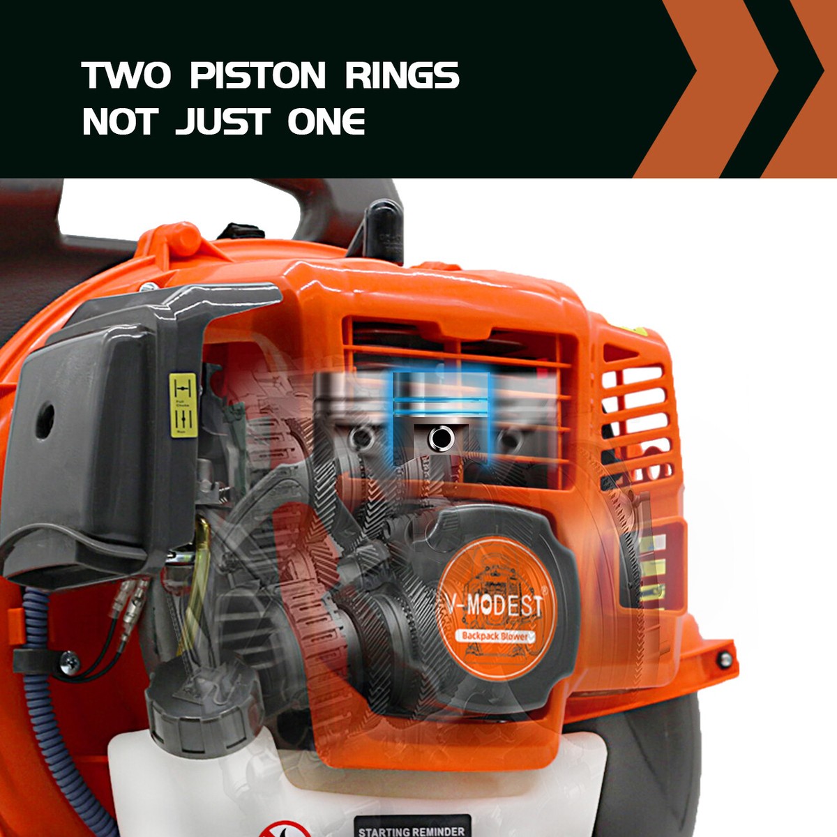 43cc 3HP 2-Stroke Backpack Leaf Blower - 665 CFM, 280 MPH - Gas Powered Snow Blower Compatible