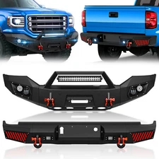 Front /Rear Bumper For GMC Sierra 1500 2016-2018 Pickup W/ Winch Plate & D-rings