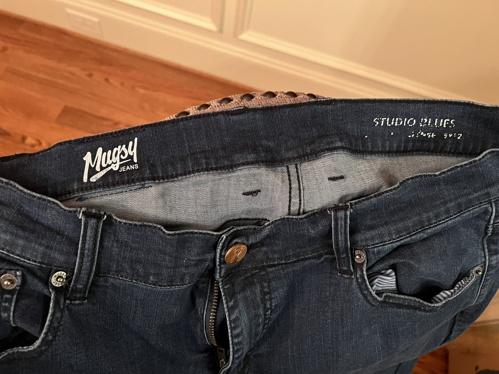 Men's MUGSY Jeans Dark Blue Navy Studio Blues Comfort Stretch Pants