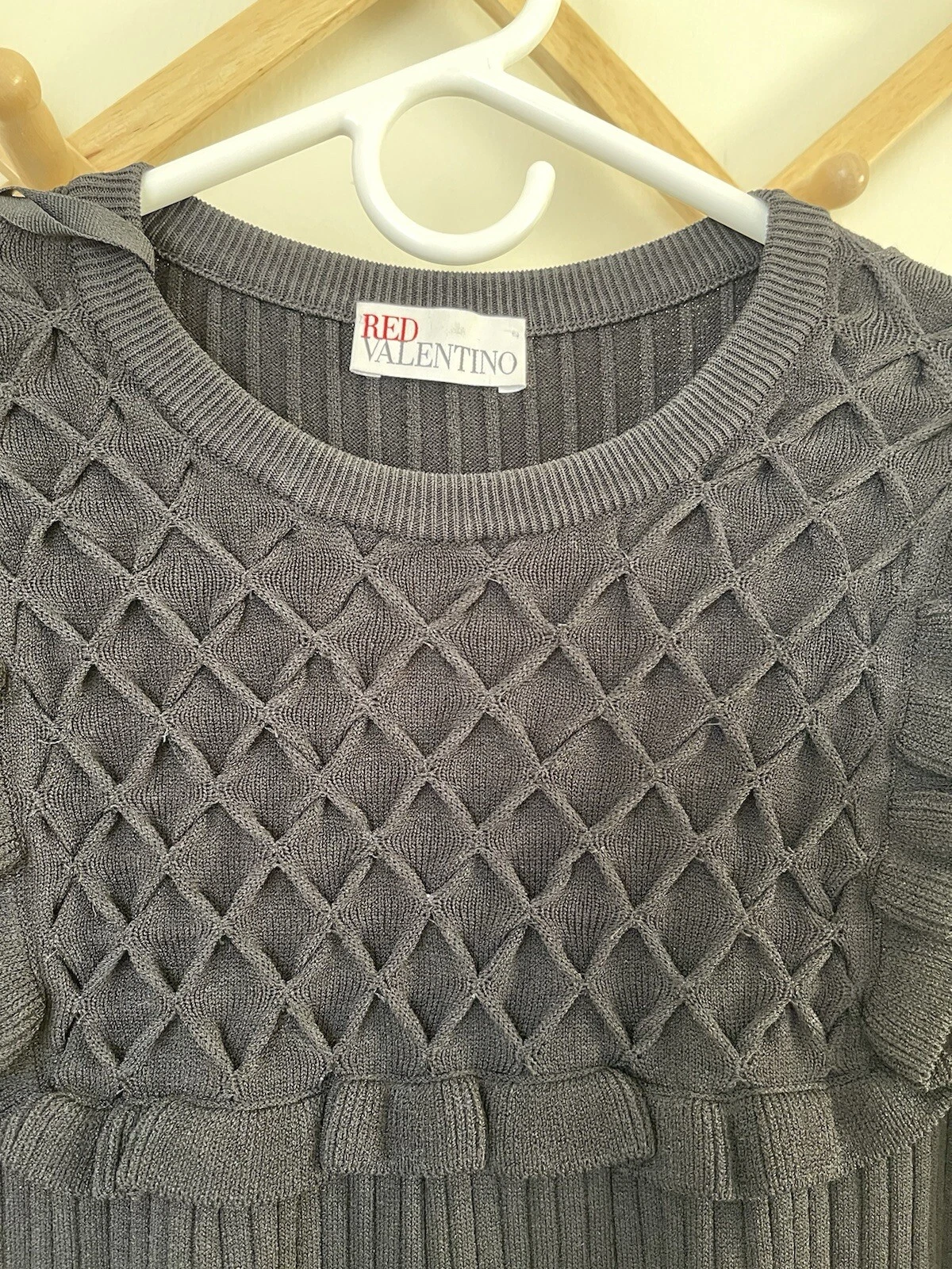 Abito rosso Valentino in maglia a costine nero taglia M