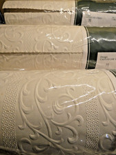 3 ROLLS VINTAGE LAURA ASHLEY EMBOSSED WALLPAPER *CARTOUCHE STRIPE* FOR PAINTING