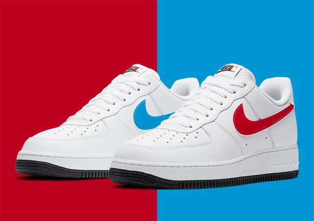 nike air force 1 low red and blue swoosh