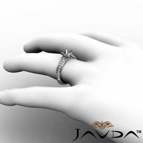 Pave Setting Diamond Engagement Ring Semi Mount made in 14k White Gold 0.35Ctw - Picture 19 of 26