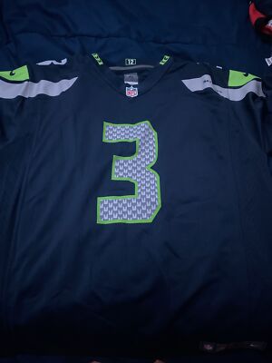 Nike On Field Russell Wilson #3 Seattle Seahawks NFL Football Jersey Boys XL