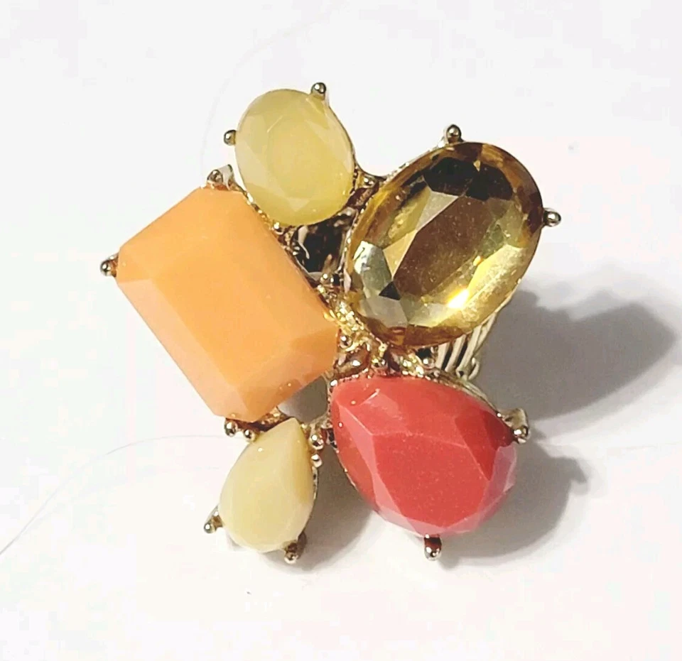 Colorido Anillo Elástico Lucite Moda Naranja, Rojo, Amarillo, Tono Dorado r-12 Foto 2 de 4