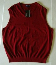 New Roundtree  Yorke Men's V-Neck Sweater Vest Cherry Size L