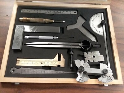 11pcs engineering measuring & marking tool set & screw pitch gages #IN-GMK-7227