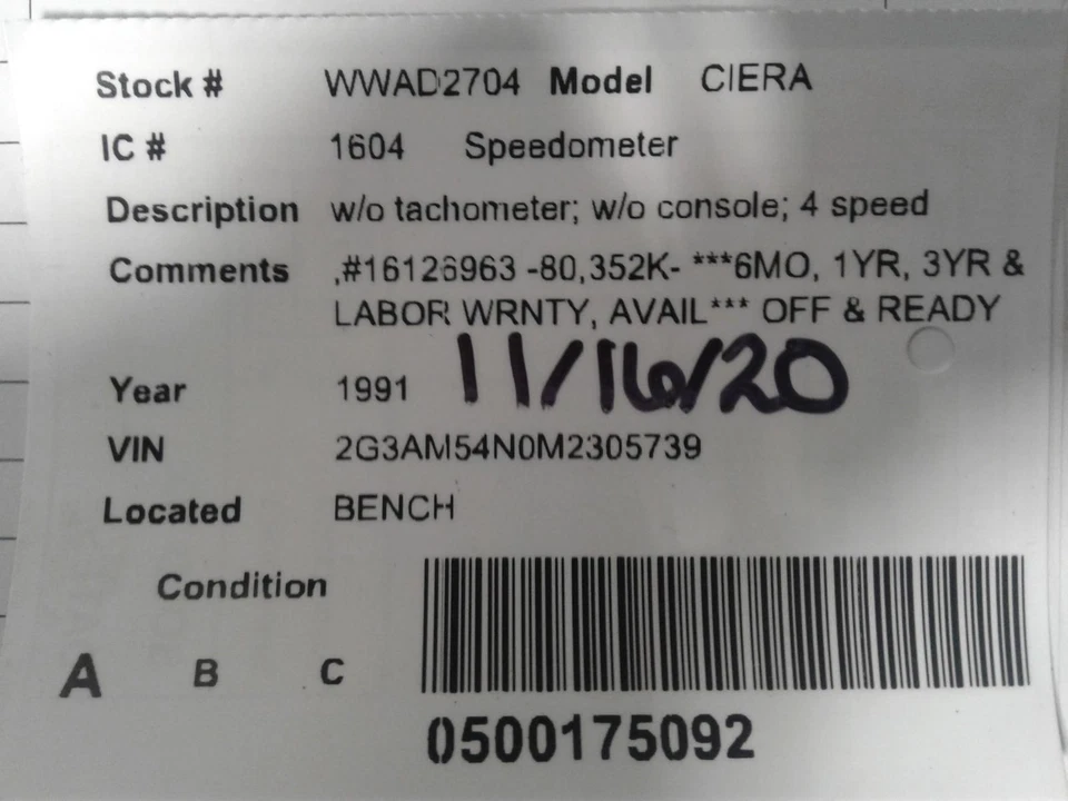 Б/у спидометр датчик подходит: 1991 Oldsmobile Ciera без тахометра без консоли 4 - Изображение 3 из 4