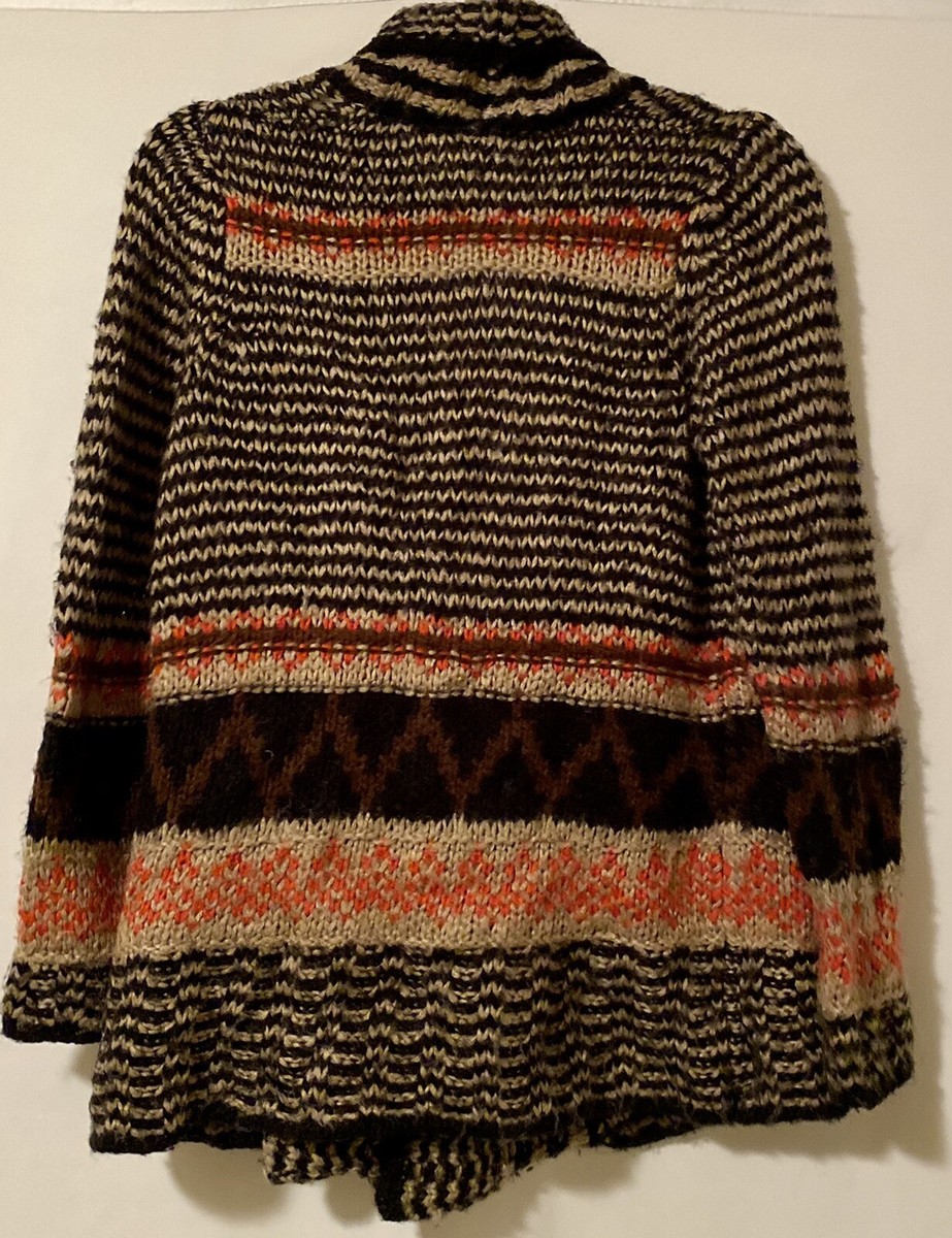 Pink Rose Womens Cardigan Open Sweater Tribal Aztec Boho Cozy