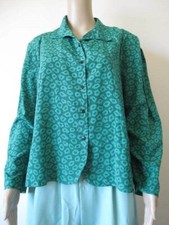John Leslie Ladies Smart Shirt Blouse Long Sleeves, Green & Black, Size 18