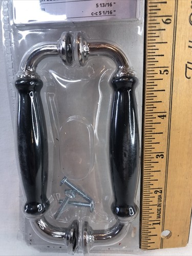 IKEA SKARHAMN Drawer Pull Black & Chrome Plated 2 Pack 5 and 13/16" 503.487.86 - Picture 3 of 6