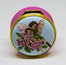 HALCYON DAYS ENGLISH ENAMEL BOX- CICELY MARY BARKER - APPLE BLOSSOM FLOWER FAIRY