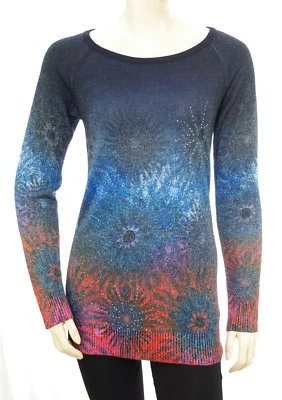 DESIGUAL JERS BASIC CARLIN bleu dégradé pull femme 17WWJF67 5001 taille XS - Photo 1/4
