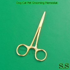 Dog Cat Pet Grooming Hemostat Hair Puller 5.5" Full Gold 