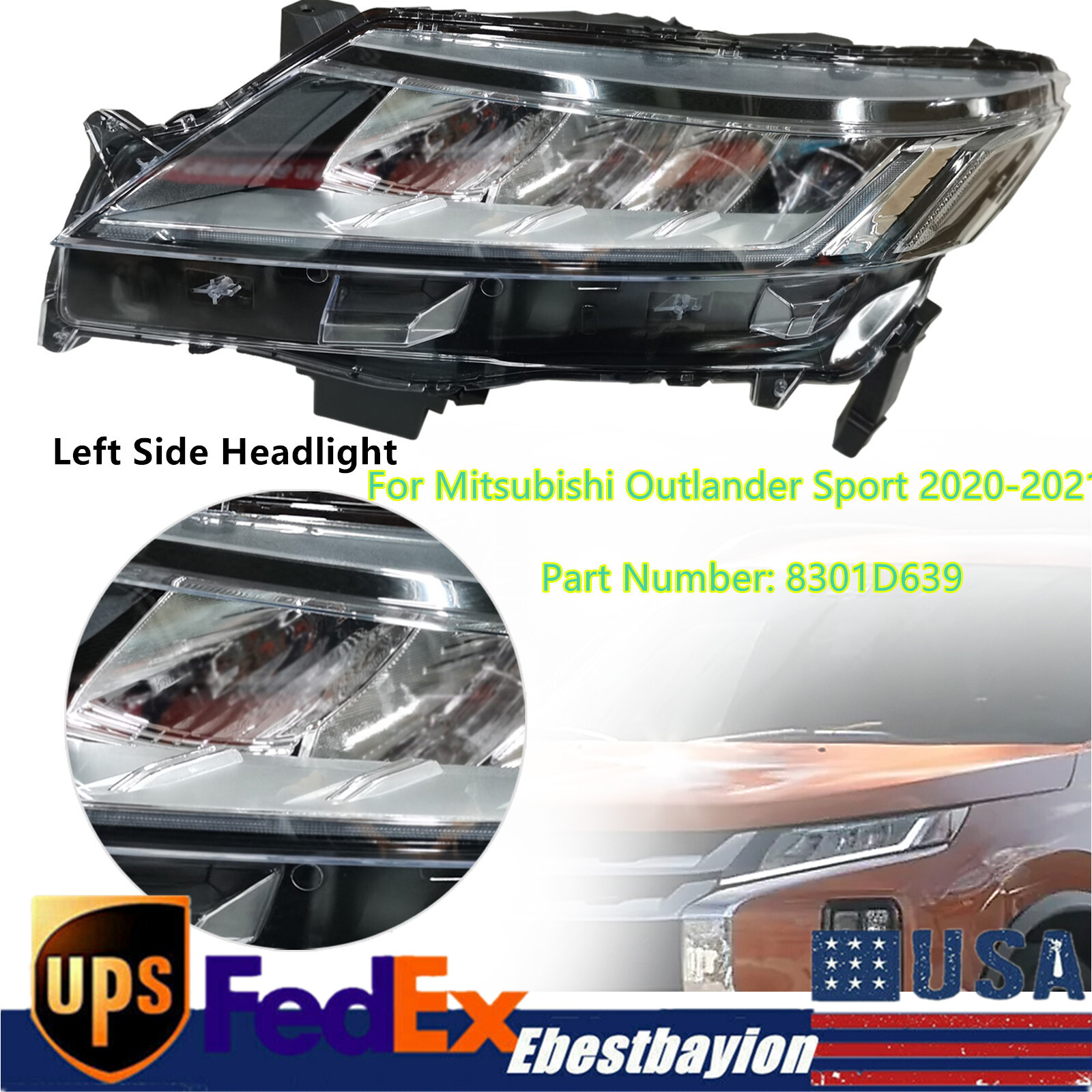 For 2020-2021 Mitsubishi Outlander Sport Left LED Headlight Lamp 8301D639
