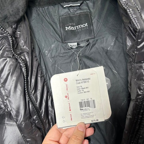 New Marmot Black Helsinki Down Coat Womens XL MSRP $275 Zip-off Down - Picture 4 of 7