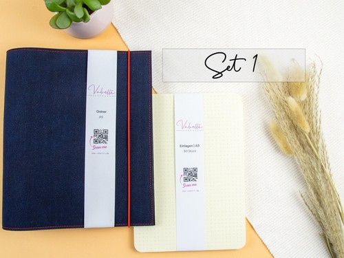 Ordner A5, Personal, A6, blau/rot, Kunstleder, 2-fach, 6-fach, handmade - Bild 3 von 10