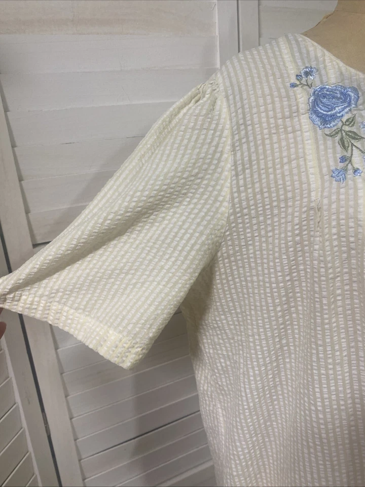 Charter Club Intimates Nightgown Housecoat Robe Seersucker Cotton Modest Large - Image 3 of 4