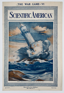 1916 Scientific American Cover: German Bomber destroys Belgian Lighthouse, WW1