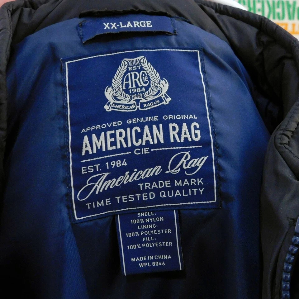 Chaleco acolchado con capucha American Rag talla 2XL negro azul con botones Foto 2 de 4