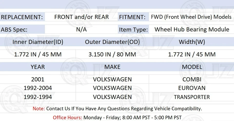 [DELANTERO y/o TRASERO (cantidad 1)] Unidad de cojinete de cubo de rueda para Volkswagen Combi 2001 tracción delantera Foto 2 de 4